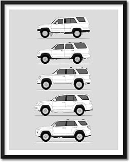Toyota 4Runner Inspired Poster Print Wall Art Handmade Decor of the Best of Toyota 4Runner TRD N60 N120 N180 N210 N280 Generations History Evolution 17x22" (Unframed) Satin Print