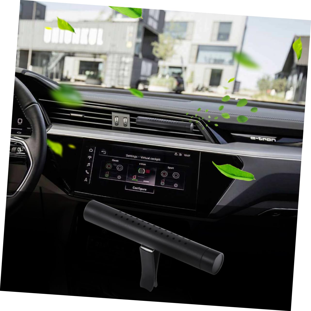 ULTECHNOVO 3pezzi Diffusore Di Aromi Per Auto Silicone Con Clip Per Bocchetta Elegante Diffusore Di Profumo Con Bastoncino Sostitutivo Per Design Nero Moderno Per Atmosfera Rinfrescante Auto