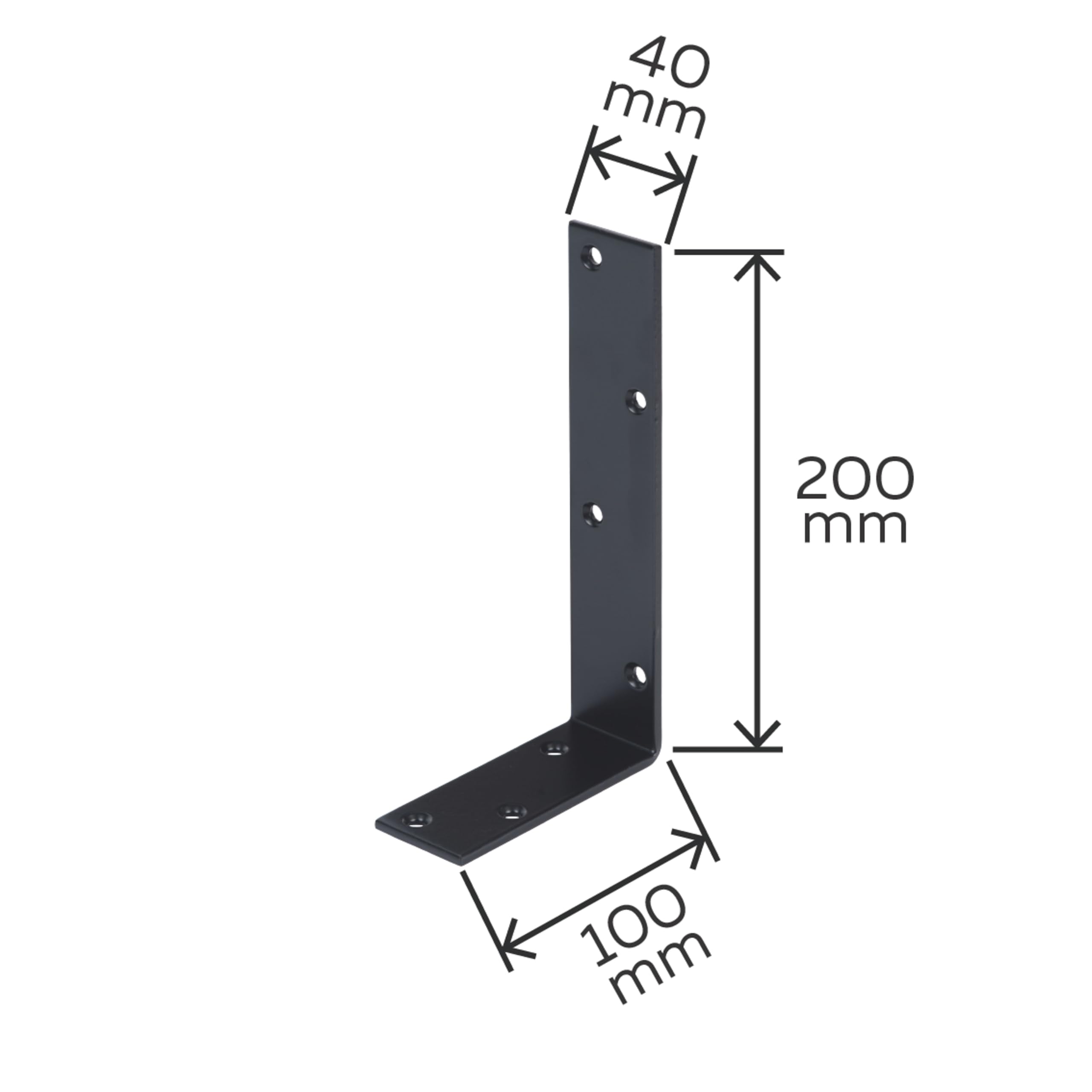 Alberts 824976 Equerre de poutre - noire - plastifiée - 100 x 200 x 40 mm | kit de 20