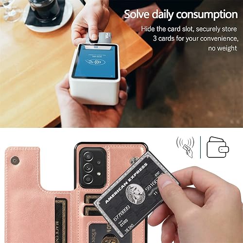 Miniatura 3 de Funda de cuero para Samsung A53 A73 A33 A13 A52 A72 A51 A71 A50 A70 A22 A82 A12 A42 A21 A21 A30 A20 A10 S E A11 A40 5G Card Phone Cover, rojo, para