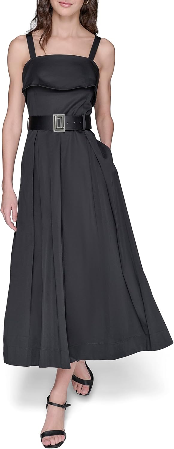 Karl Lagerfeld Womens Sleeveless Square Neck Midi Dress - Image 2