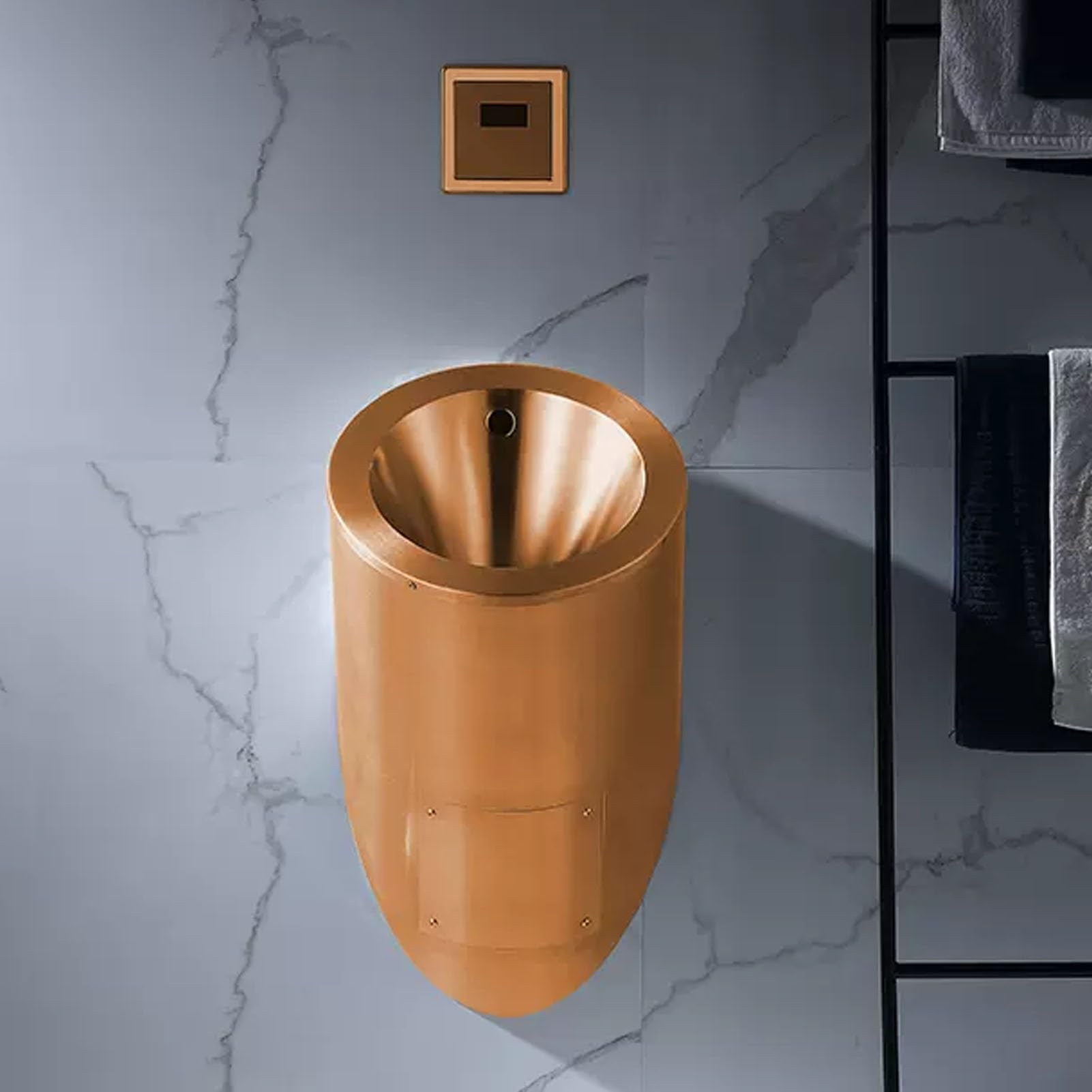 OTQEFTN 304 Stainless Steel Urinal, Wall-Mounted Men's Flushing Urinal with Sensor Flush Valve, Sanitary Ware Public Toilet Urinal, Anti-Splash Toilet