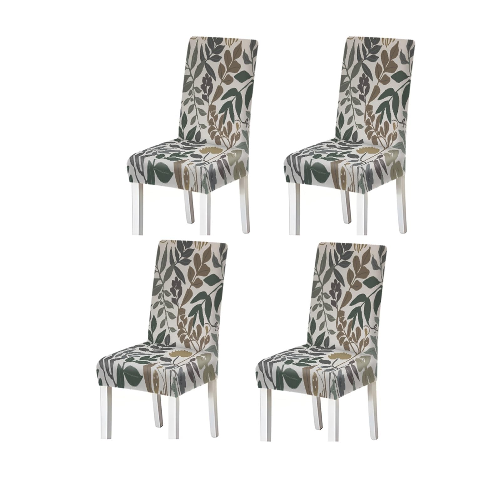 BOSUYBN Vintage Boho Botanical Leaf Pattern Print Dining Chair Covers Set Of 2/4/6, Stretch Slipcovers For Kitchen Dining Room Furniture Protectors for Home Dining Room(4PCSChair cover)