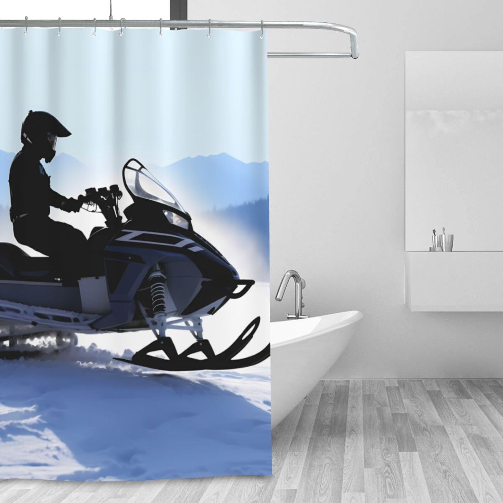 Rideau de douche imperméable lavable motoneige pour éviter les éclaboussures de salle de bain