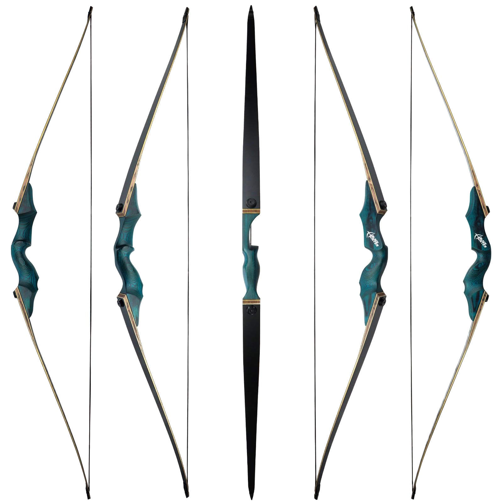 Black Hunter Traditioneller Langbogen 60 Zoll Takedown Langbogen 20-60 LBS Langbogen Erwachsener Rechtshänder Für Anfänger Auf Die Jagd