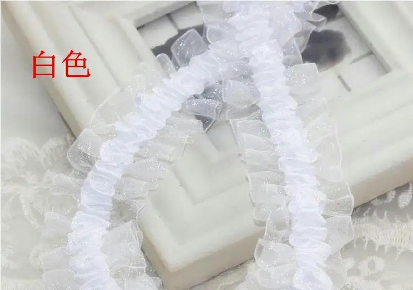 5–10 m breites, 4 cm breites, elastisches Samtband, Streifen mit Rüschen, Spitzenbesatz, DIY-Haar- und Kopfdekorationsmaterial, gefaltete Spitze, Marineblau, 1