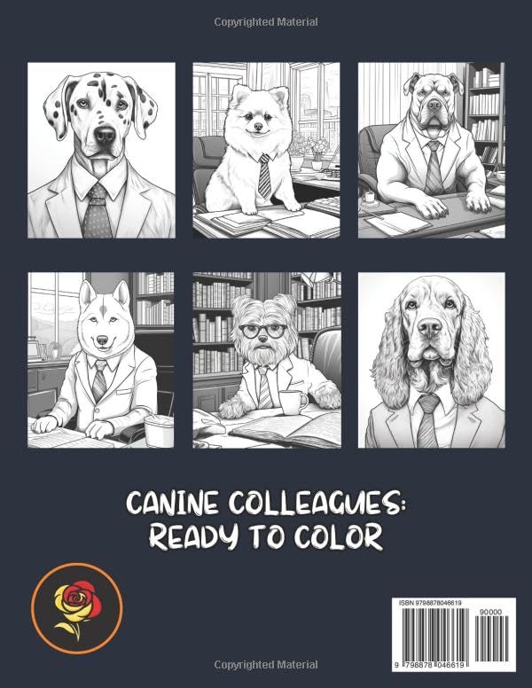 Paws & Paperwork: Coloring Book for Adults, Teens, and Kids. Featuring 50 Dog Breeds in Funny Office Attire. Great for Stress Relief, Anxiety, and Relaxation image 3