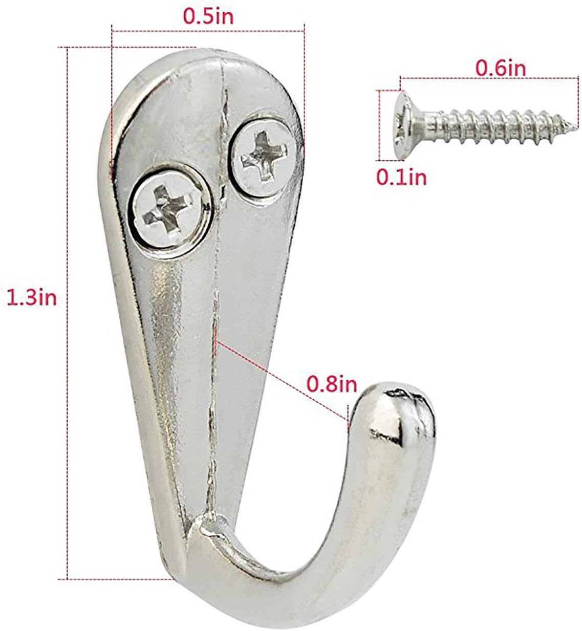 24 Pack Wall Mounted Coat Hooks Hanger Holder for Wall Vintage Decorative Single Robe Hooks with 50 Pieces Screws (Silver)