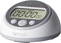 Taylor Super Loud Digital Kitchen Timer with Clock - Counts Up/Down 24Hrs, 95dB Alarm for Cooking, School, Gray