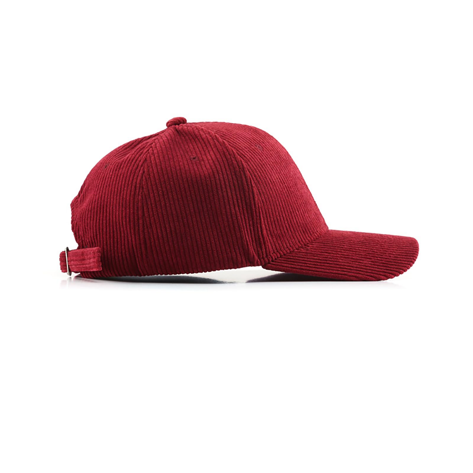 Corduroy Hat Low Profile Solid Color Baseball Caps Sun Hat Adjustable for Men and Women, Red, M/L