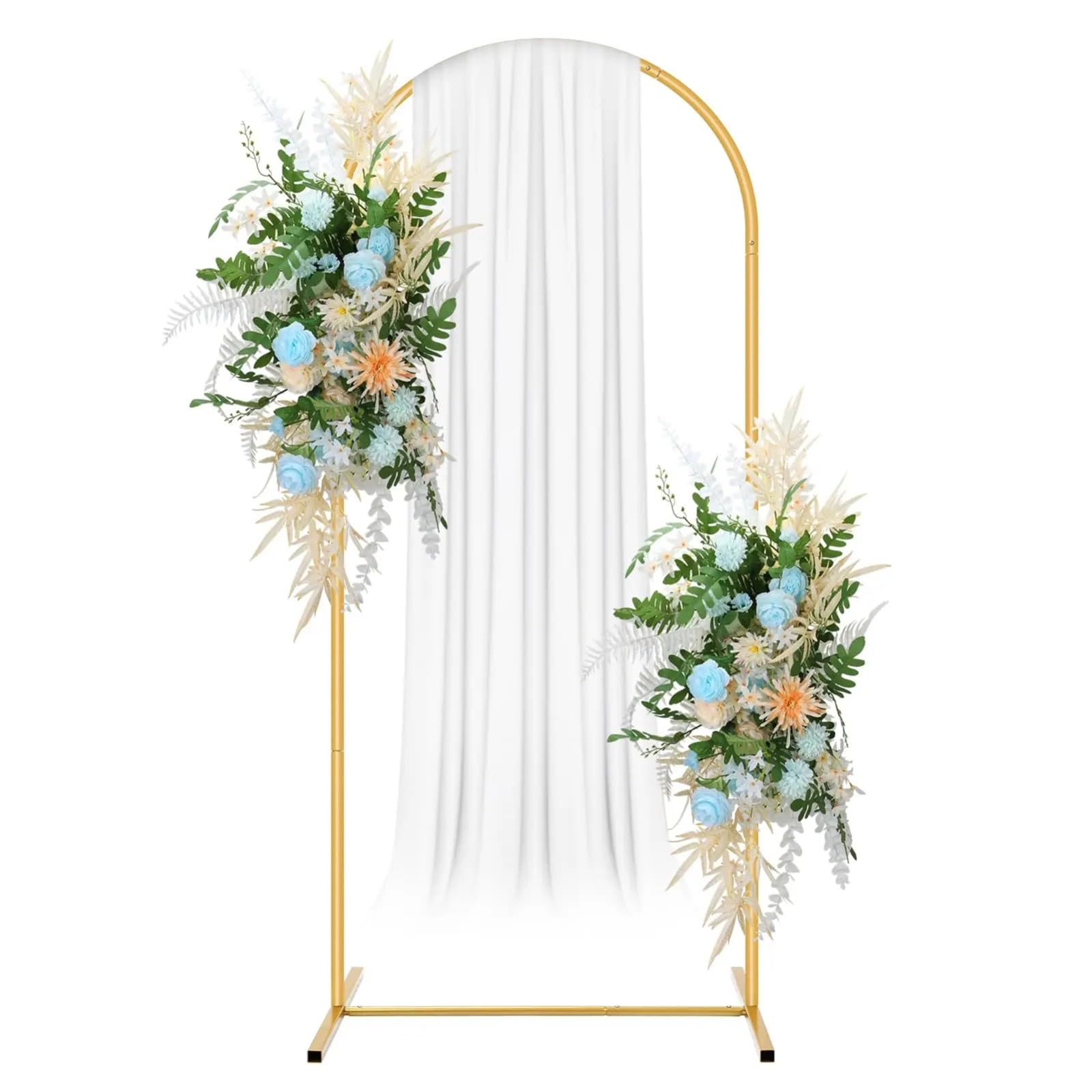 BaiWon Wedding Arch Backdrop Stand, Wedding Arches for Ceremony Chiara Backdrop Stand 4FT/5FT/6FT/6.6FT/7.2FT Metal Arch Backdrop Stand Round Arch Backdrop Stand(2.0m)