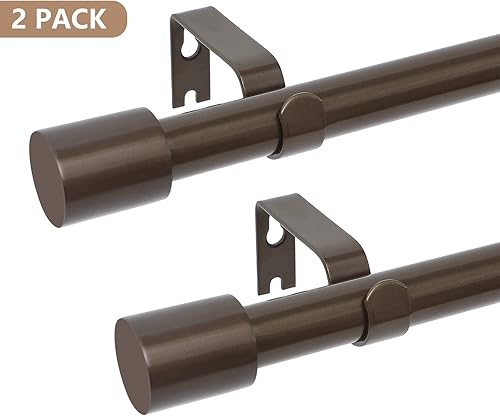 Miniatura 2 de Paquete de 2 barras de cortina de bronce para ventanas de 28 a 48 pulgadas, barras de cortina resistentes de 1 pulgada de diámetro, barra de cortina
