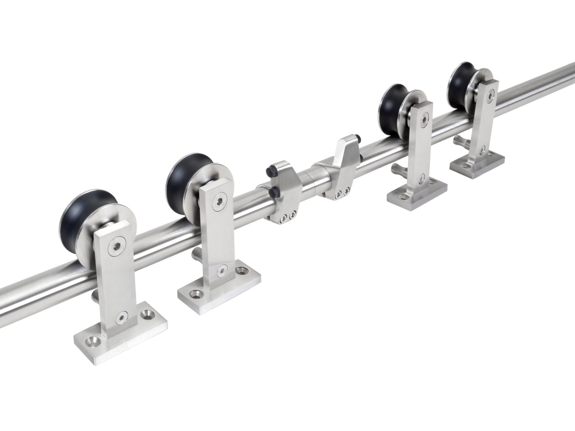 10FT Modern Satin Stainless Steel Double Sliding Barn Wooden Door Hardware Set