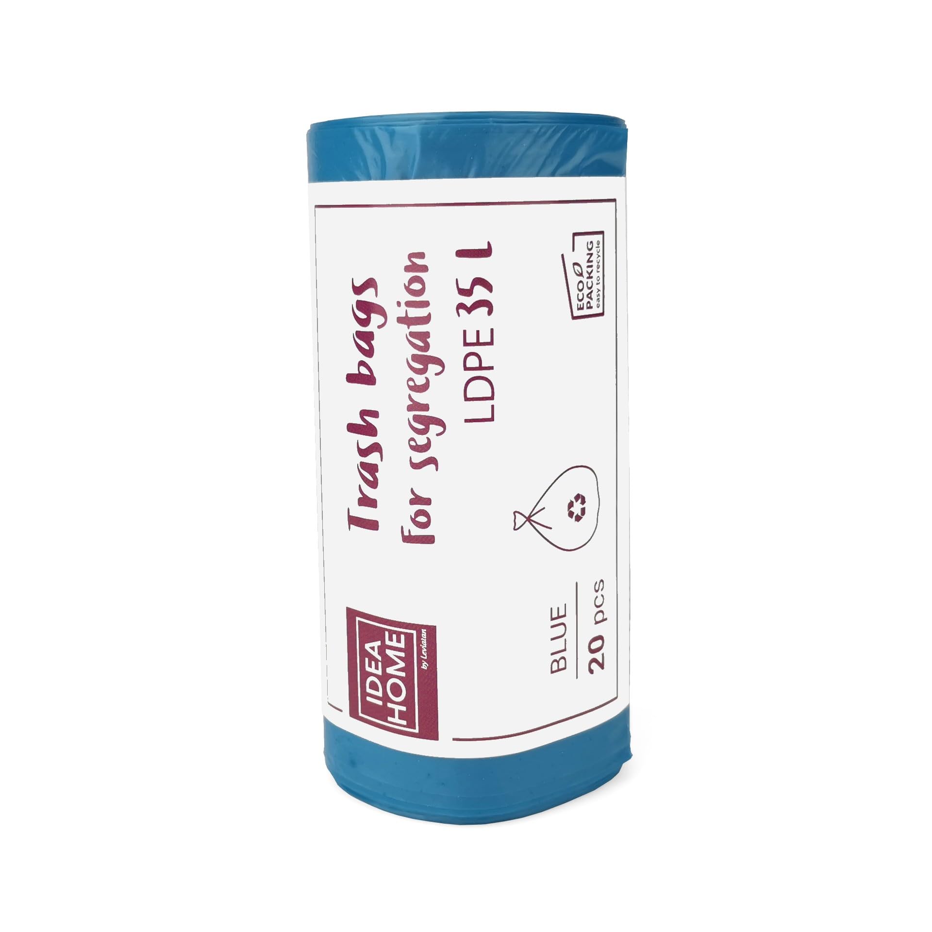 D.RECT Bin Bags 35L - Bin Liners 20 Pieces - Rubbish Bags - Bin Bag Perfect for Everyday Use, Household, Office, Kitchen & Caterers, Blue