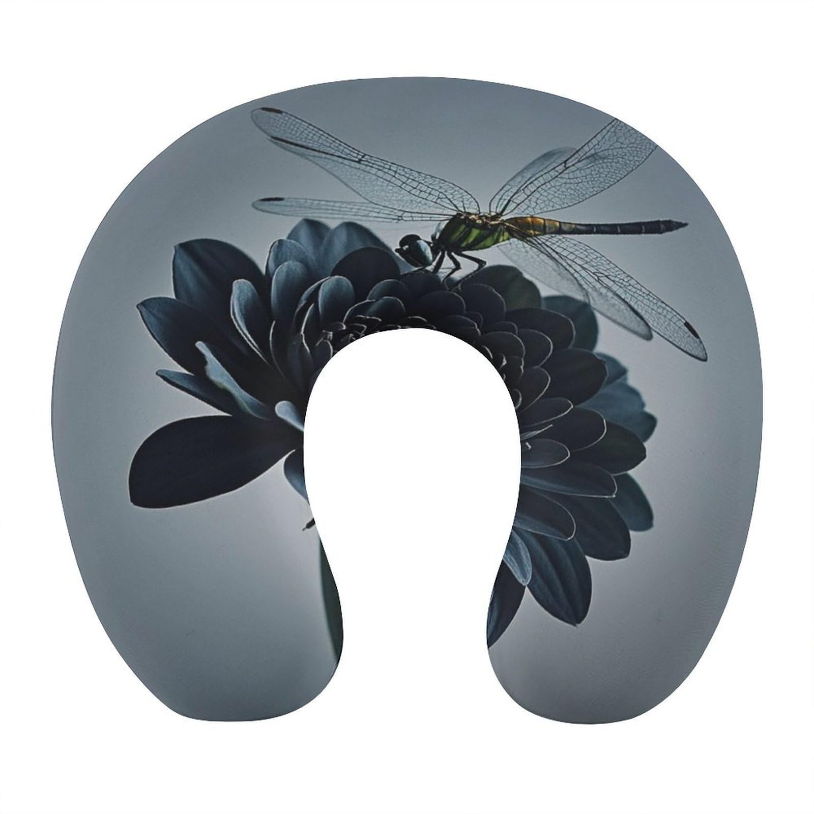 FekiLoot Black Flowers and Dragonfly Travel Pillow Comfortable U Shape Memory Foam Pillows Neck and Head Support Portable Travel Neck Pillow Suitable for Planes Trains Self-Driving Cars