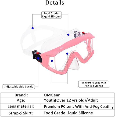 Miniatura 2 de OMGear Gafas de natación, máscara de esnórquel, máscara de buceo, gafas antivaho de triple lente, equipo de esnórquel para adultos, jóvenes, gafas
