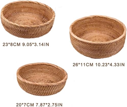 Miniatura 5 de Cesta redonda para llaves para entrada, cesta de almacenamiento de mimbre tejida a mano, cesta decorativa de ratán, cesta decorativa de frutas,