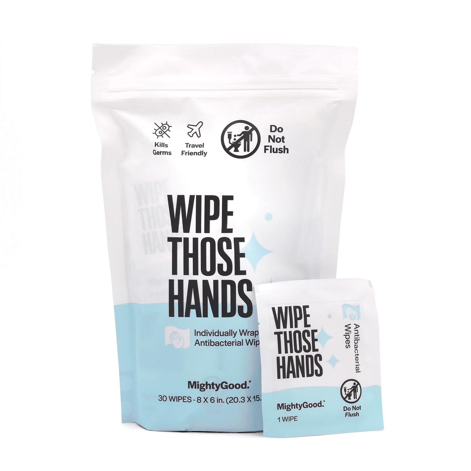 MightyGood Wipe Those Hands Individually Wrapped Antibacterial Wipes (30) Fragrance and Alcohol Free
