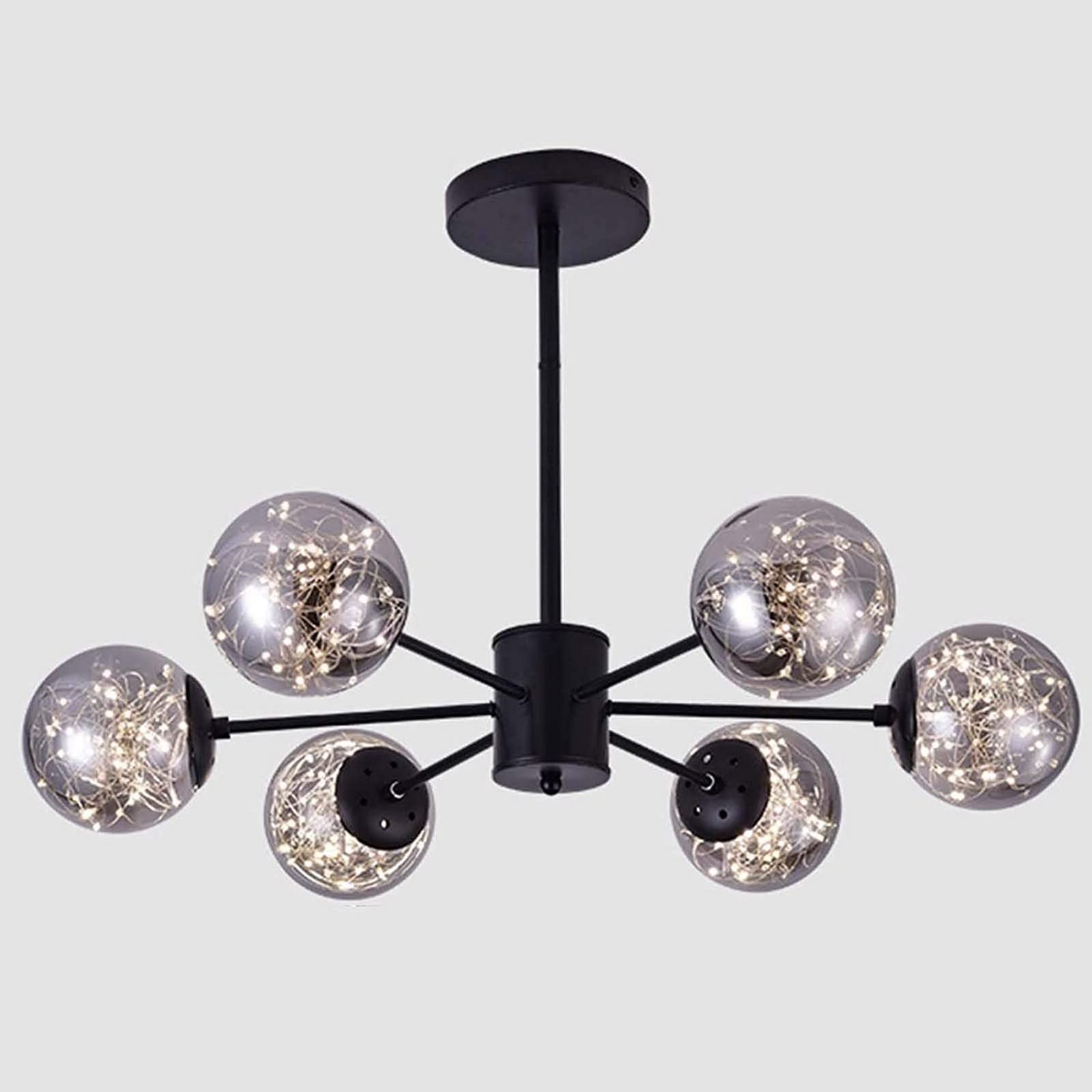 Lustre en verre moderne cristal haut de gamme noir et gris pour entrée