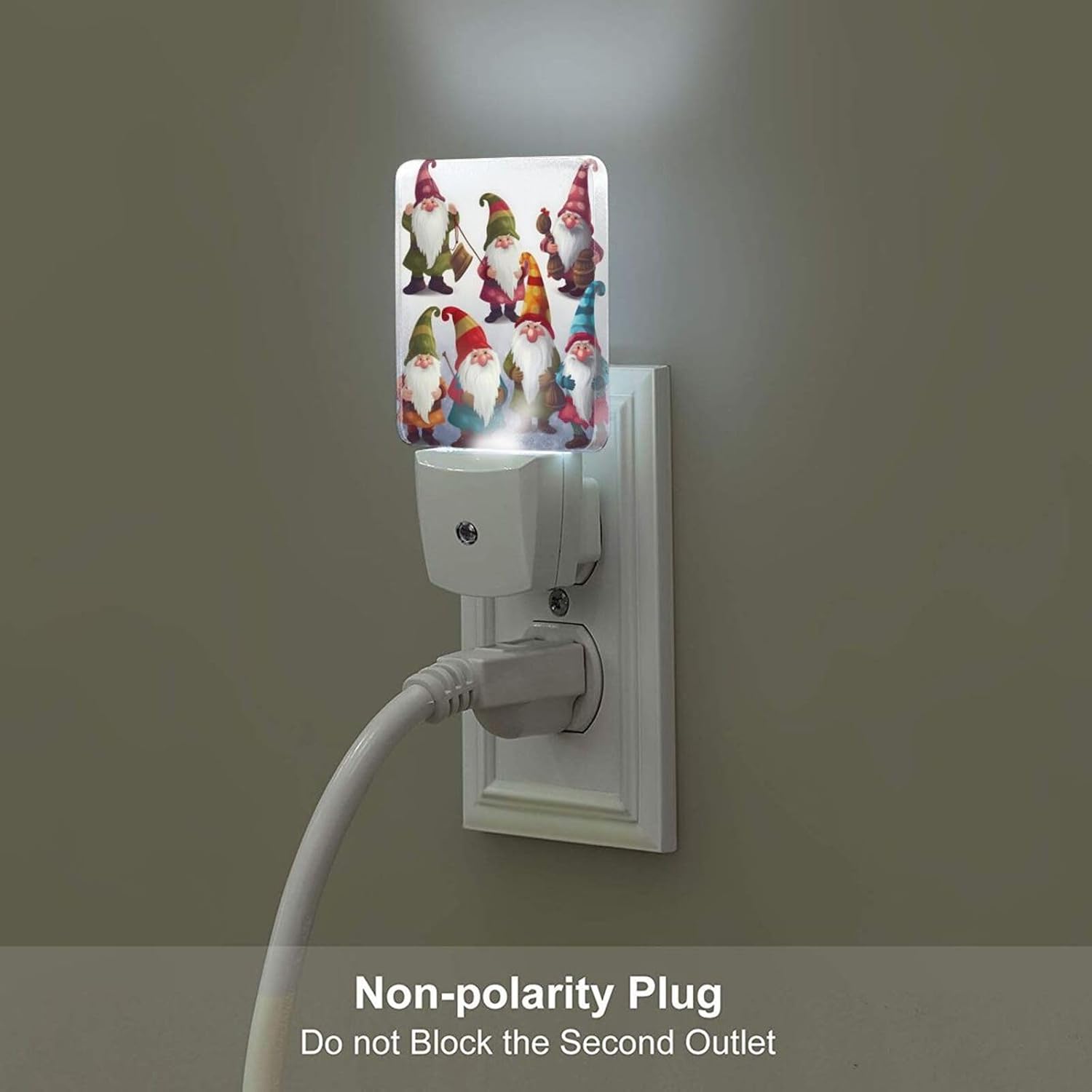 Xmas Funny Gnomes Print Night Light with Light Sensors Plug in LED Lights Smart Nightstand Lamp Plug in Night Light for Bedroom Bathroom Hallway Home Decor image 5