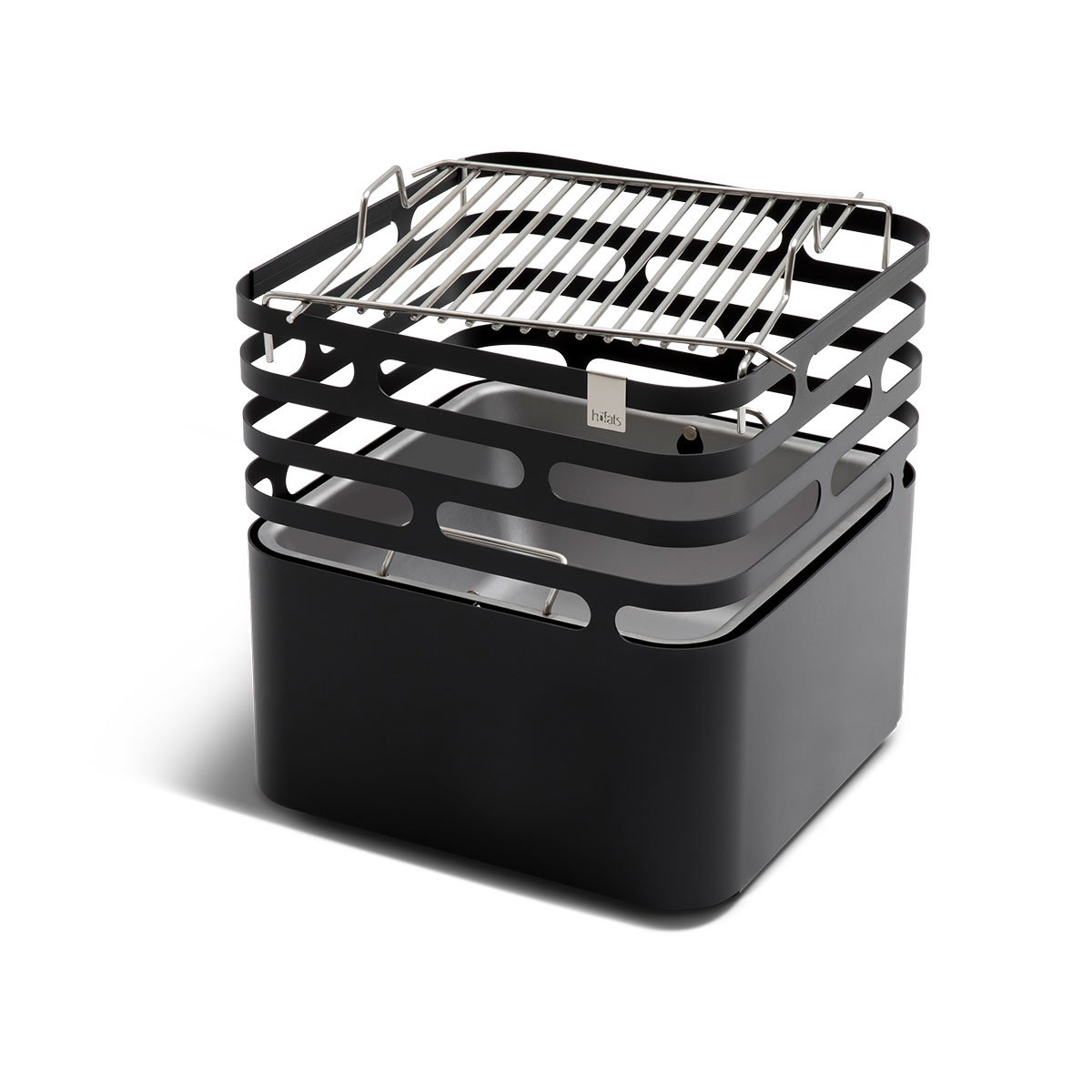 höfats - Cube ruszt do grillowania – zamienia kosz paleniskowy Cube w grill – regulacja wysokości do regulacji temperatury grillowania – stal nierdzewna – prostokątny – akcesoria do kosza