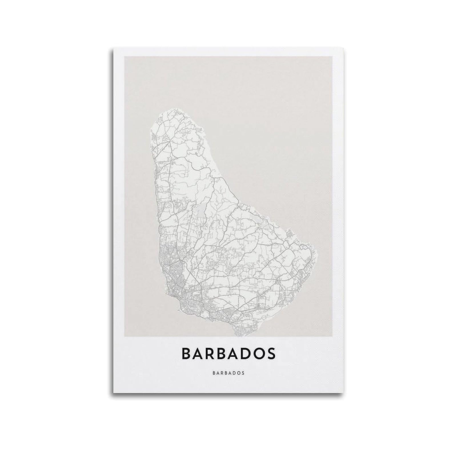 xiaoxiaoshen Barbados Map Bridgetown Caribbean Decor, Island City Street Work Canvas Poster Wall Art Prints Room Aesthetic Murals Bedroom And Living Decorations 20x30inch(50x75cm)