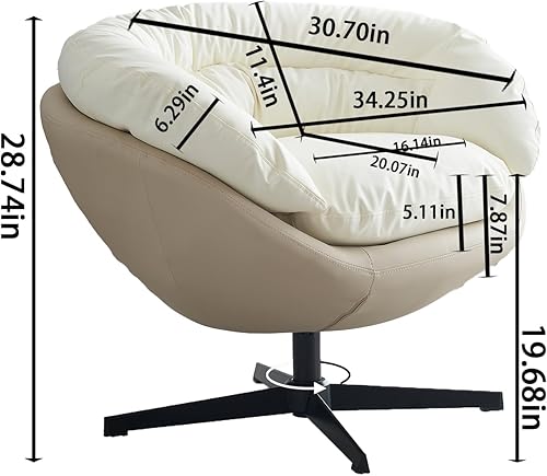 Miniatura 4 de Leisure - Silla giratoria de 360 grados, silla giratoria de barril para abrazar, sillones redondos con tapizado ancho, cojín de asiento esponjoso y