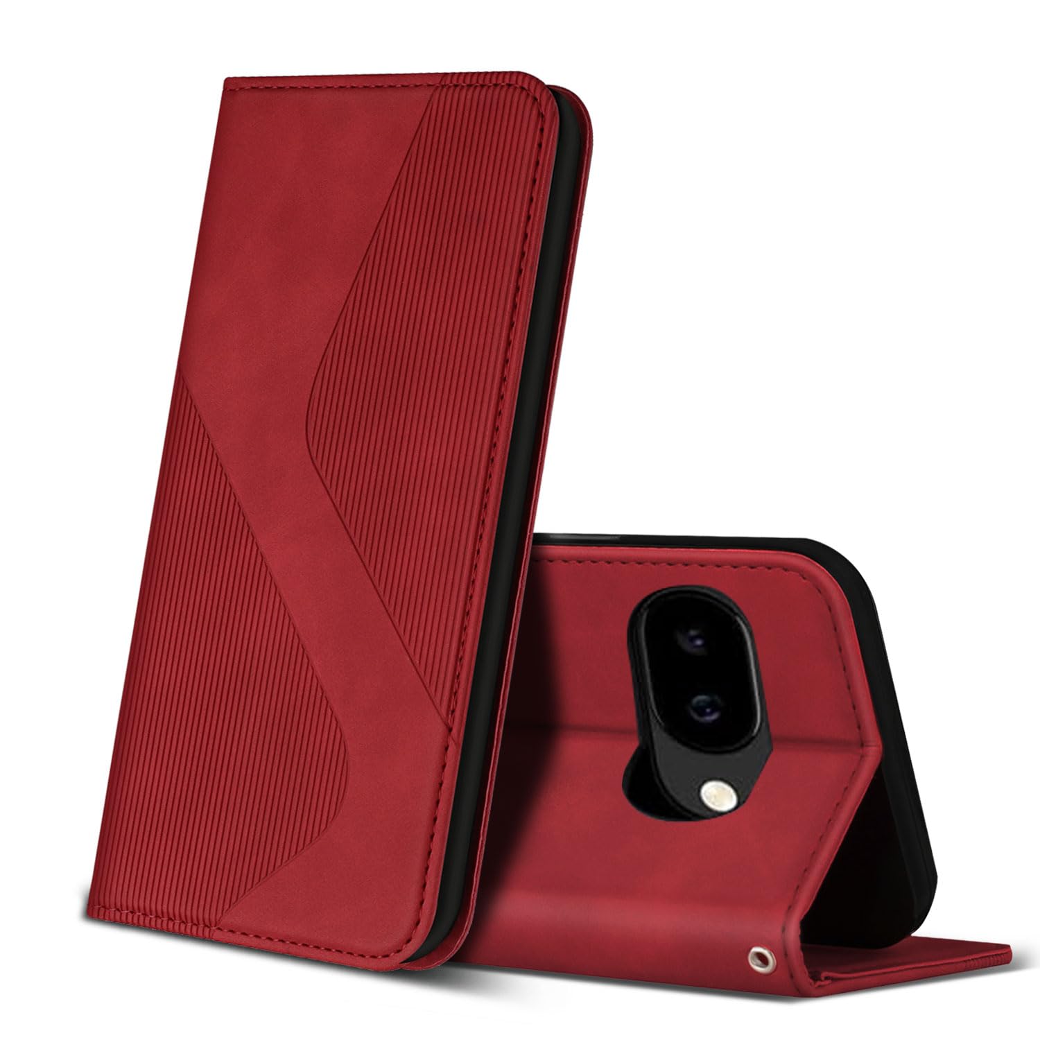 Custodia Portafoglio ESONG Per Google Pixel 9A - Pelle PU, Antiurto, Con Slot, Cerniera, Staffa E Cordino, Nero