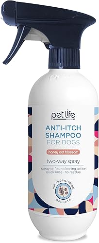 Pet Life Unlimited Champú en aerosol espumoso para aliviar la picazón para perros, limpieza rápida, aplicador en aerosol bidireccional, fabricado en
