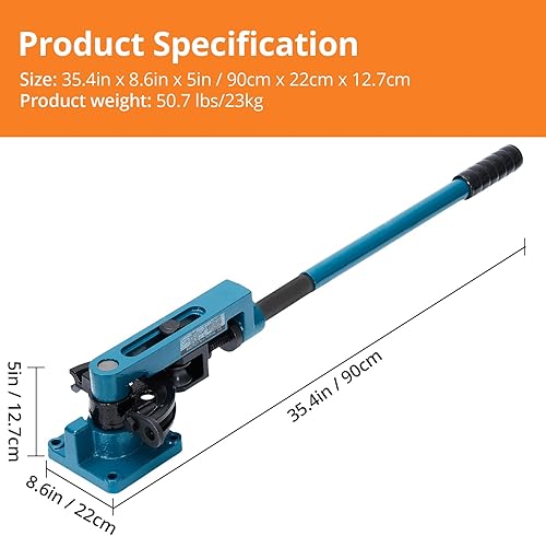 Miniatura 6 de Dobladora de tubos, dobladora manual de tubos de 3/8 a 1 pulgada con cortador de tubos y 7 troqueles resistentes, doblado fácil y rápido de 0-180°,