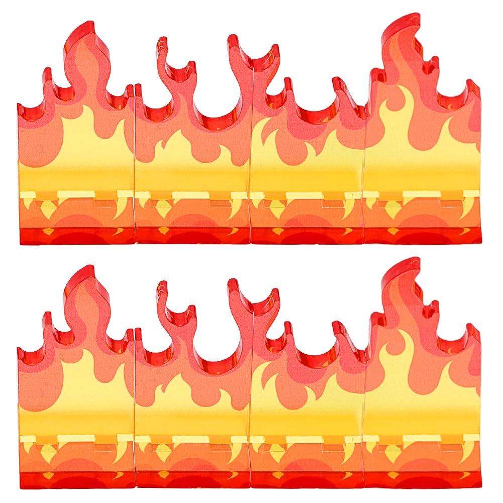 AHANDMAKER 8 Pcs Gold Flame Terrain Walls Acrylic Fire Flames and Base Spell Effects Miniature Set for Tabletop Gaming and Wargame Scenery