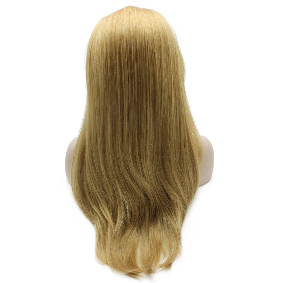 MX angel Ash Blonde Synthetic Lace Front Wig Long Straight Heat Resistant Natural