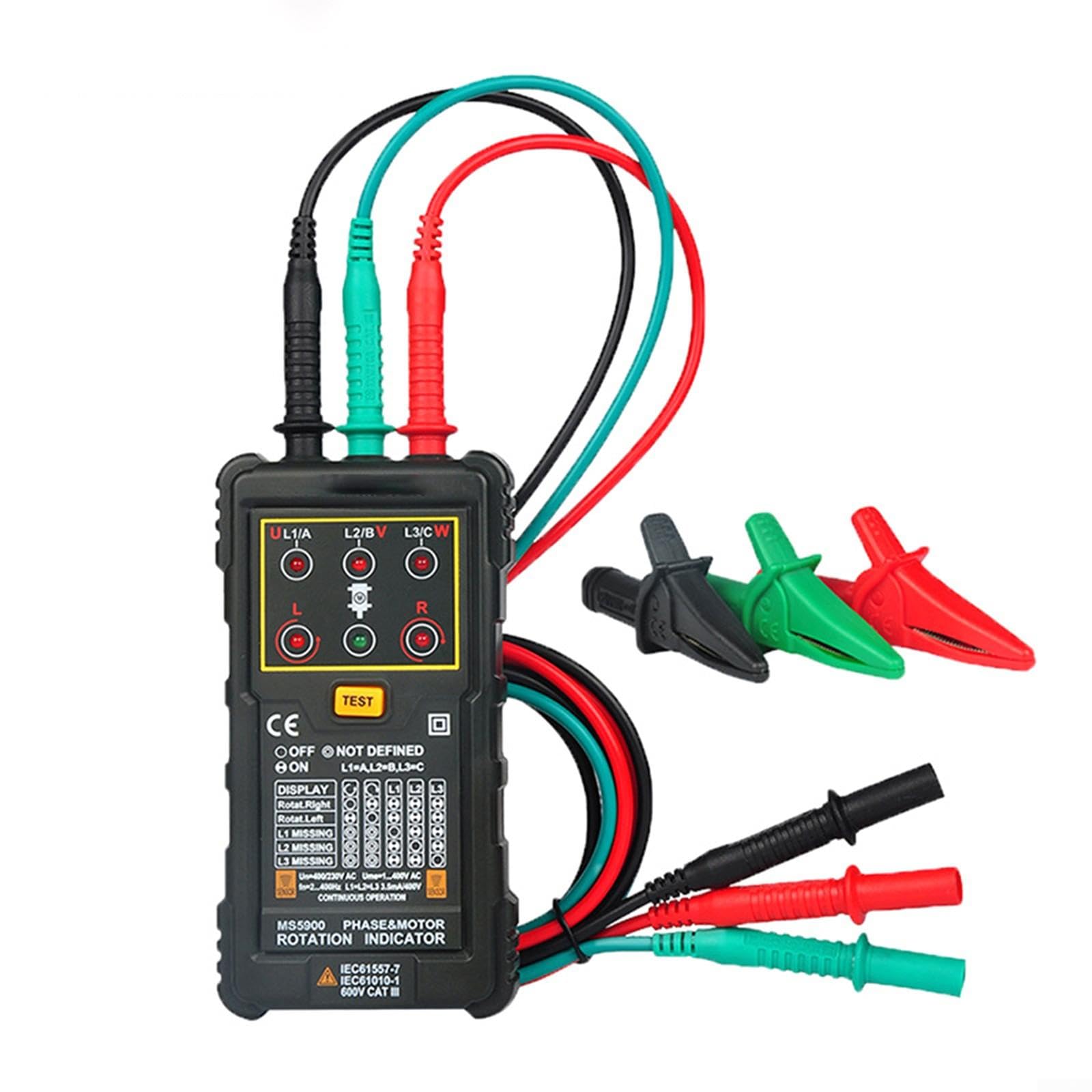 Comprobador de campo giratorio PM5900 para motores de 3 fases, 120-400 V