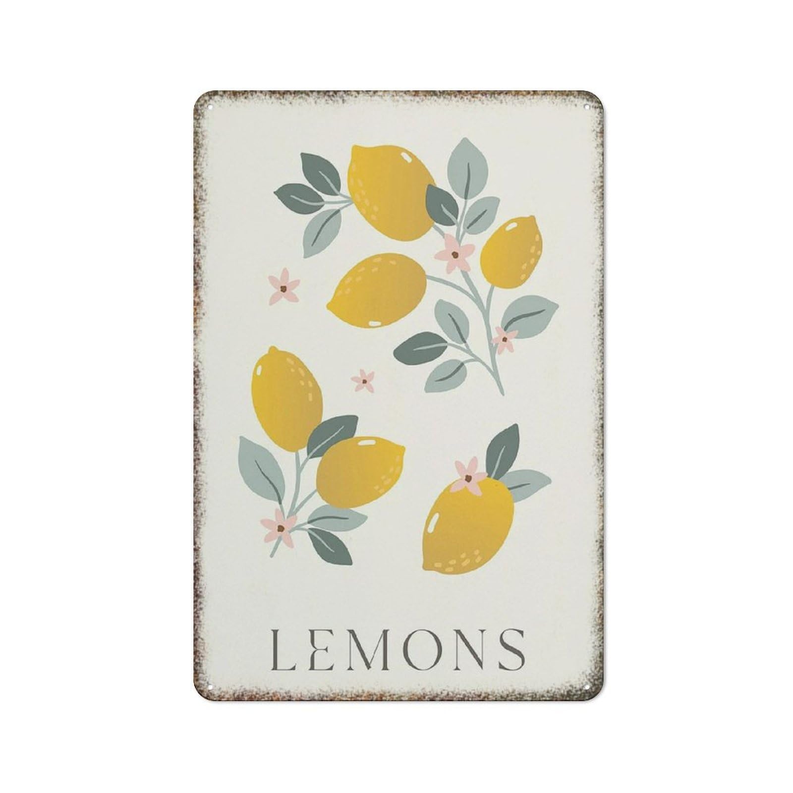 Lemon Fruit Retro Metal Wall Poster Rustic Simple Humorous Style Decor Sign for Home Backyard Cafe Bar Farmhouse 8x12 Inch