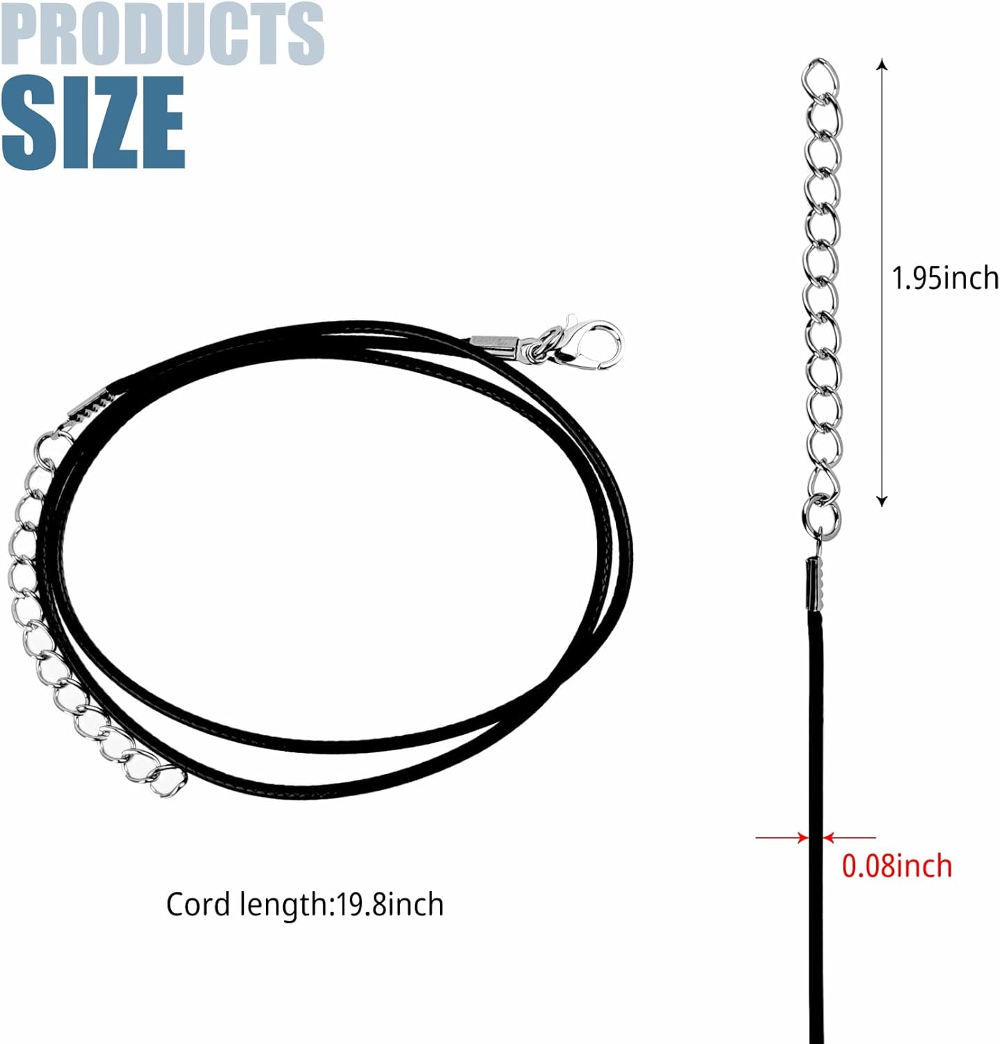 30 Pack Black Necklace Cord, Leather Cord Necklace with Clasp, Waxed Rope Necklace for Pendants, Jewelry Making Supplies (30) - Image 2