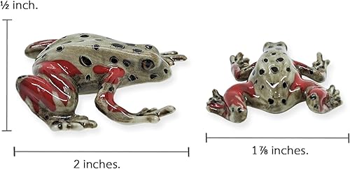 Miniatura 2 de Figura pequeña de 2 pulgadas de largo, color marrón, rojo, negro, con puntos, ranas de cerámica, sapo, anfibios, animales, figura en miniatura,