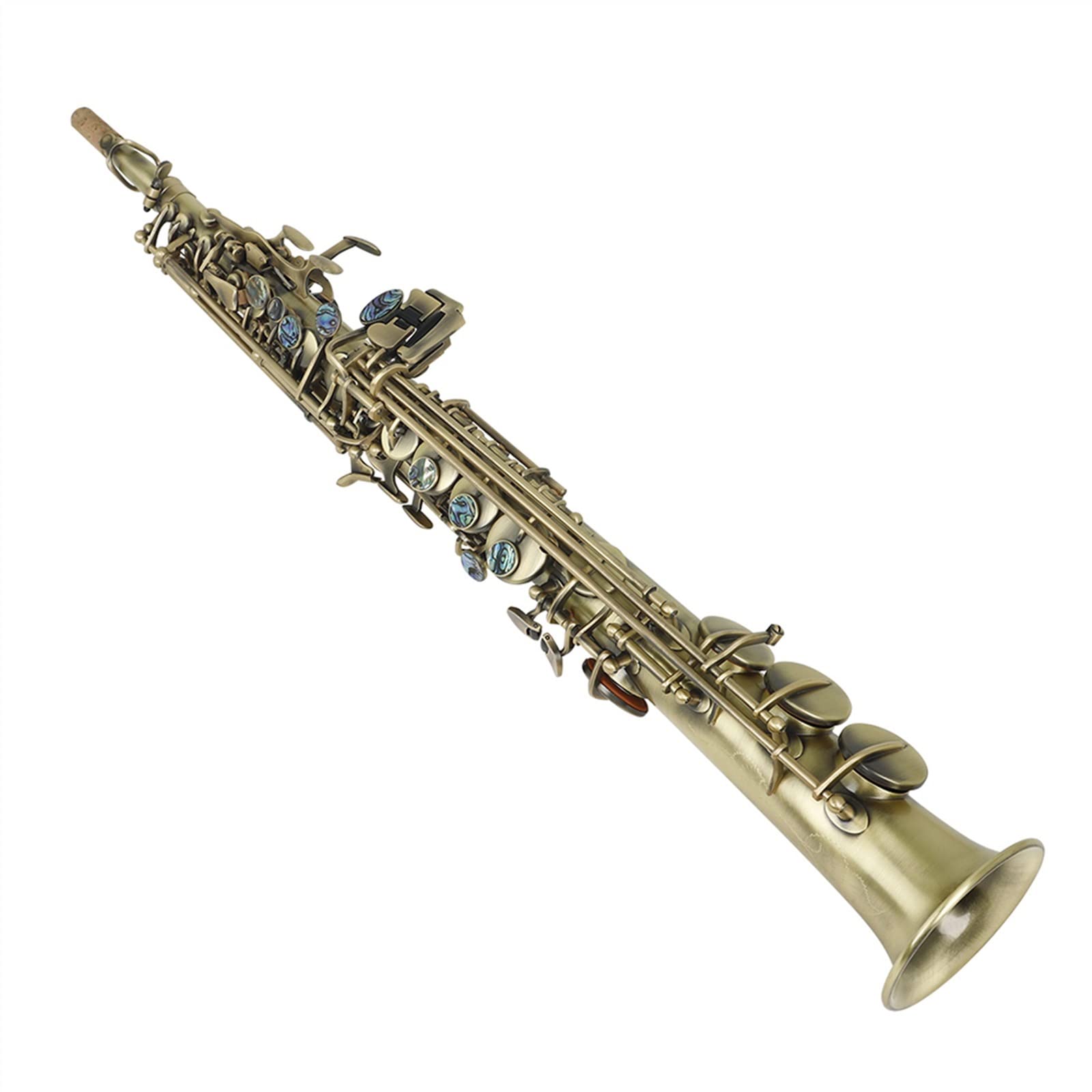 TSTS Saxofón Bronce Recto BB B Saxofón Plano Instrumento Musical De Viento De Madera con Estuche Kit Sassofono