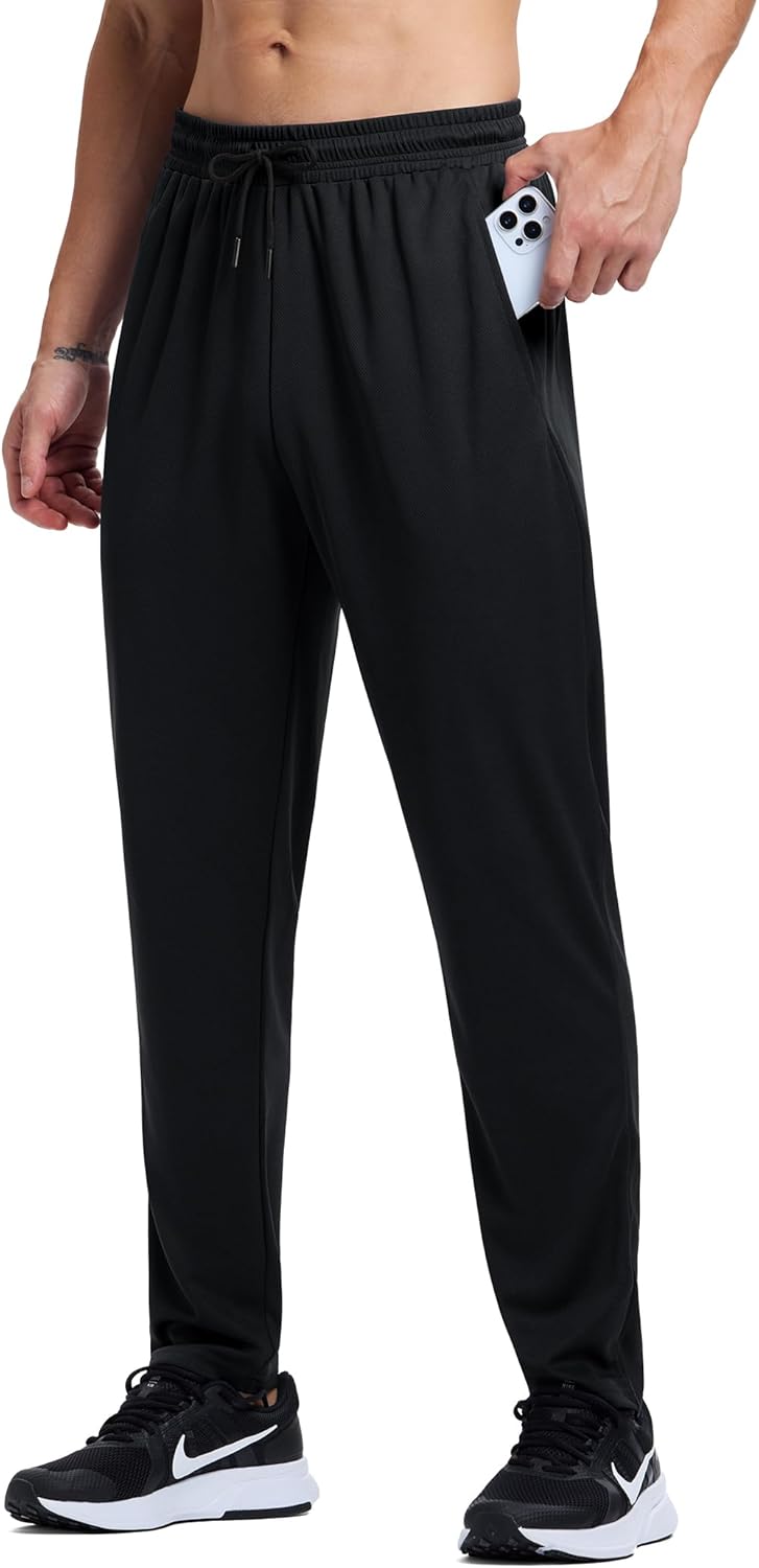 Men's Sweatpants Athletic Workout Pants Lightweight Quick Dry Mesh Gym Running Lounge Pants with Pockets