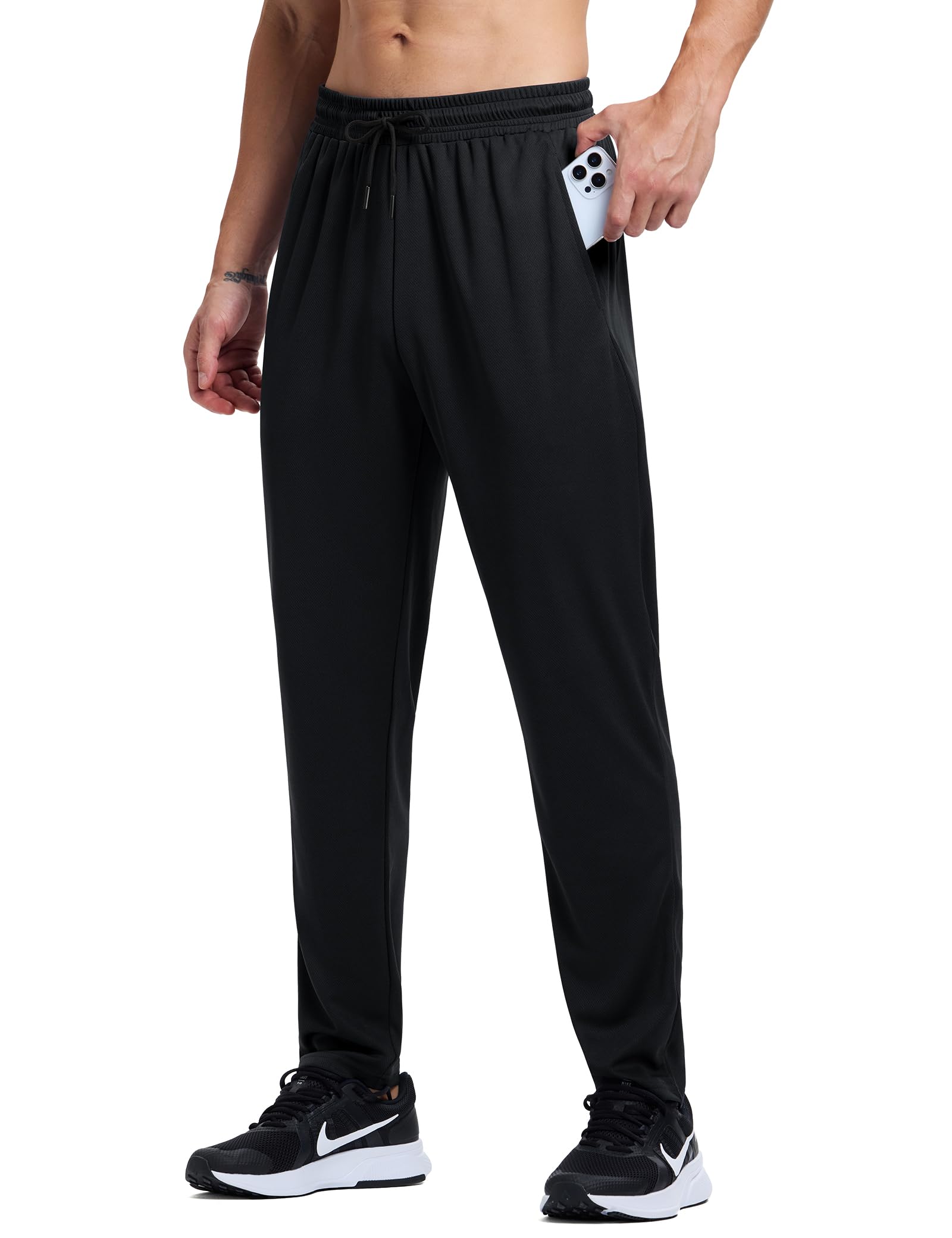 Mens Sweatpants Athletic Workout Pants Lightweight Quick Dry Mesh Gym Running Lounge Pants with Pockets
