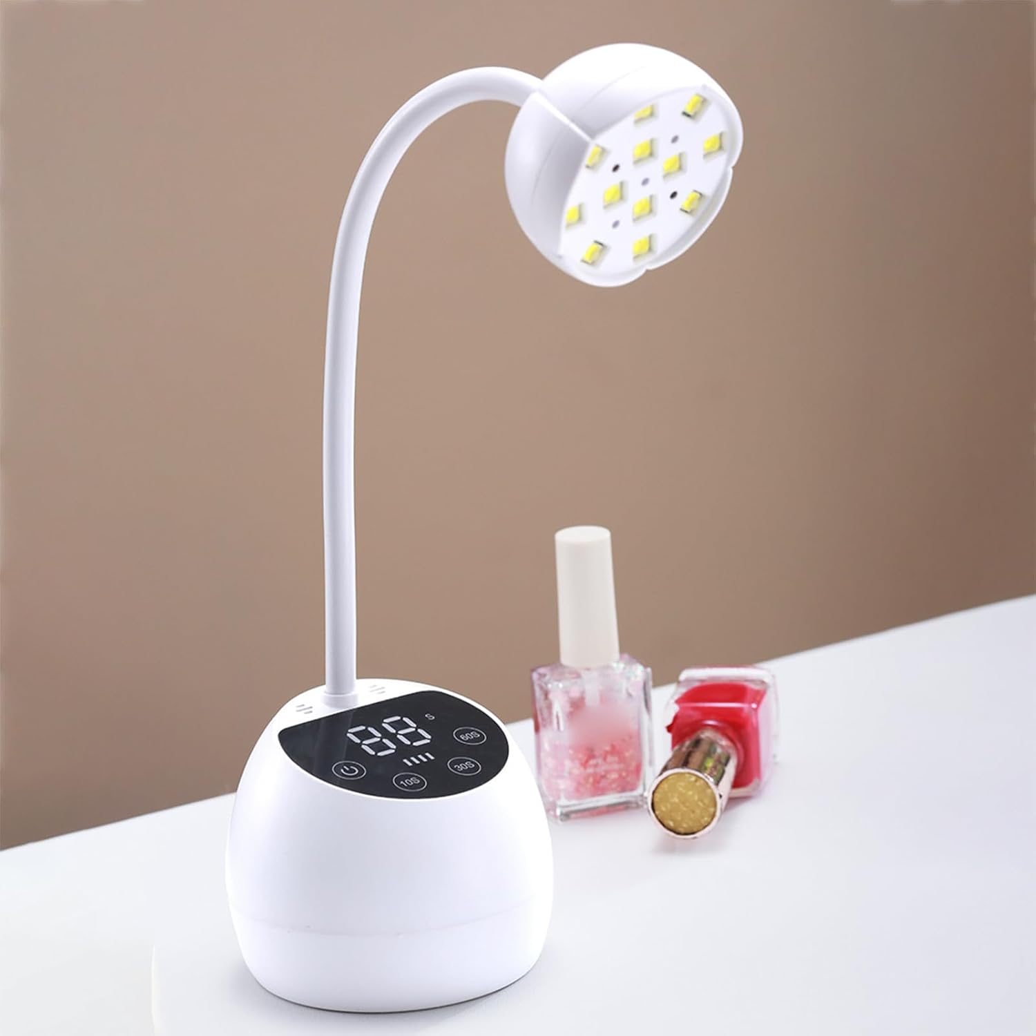ZJchao 36W Rechargeable Nail Lamp, 12 LED Beads with 1-4 Gear Timer and Smart Sensor, for Home Salon Manicure Gel Polish Curing, Black (White)