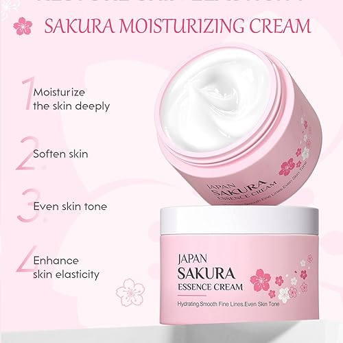 Miniatura 4 de Sakura - Juego de cuidado de la piel facial, juego completo de regalo para el cuidado de la piel con crema facial, suero facial, máscara de ojos,