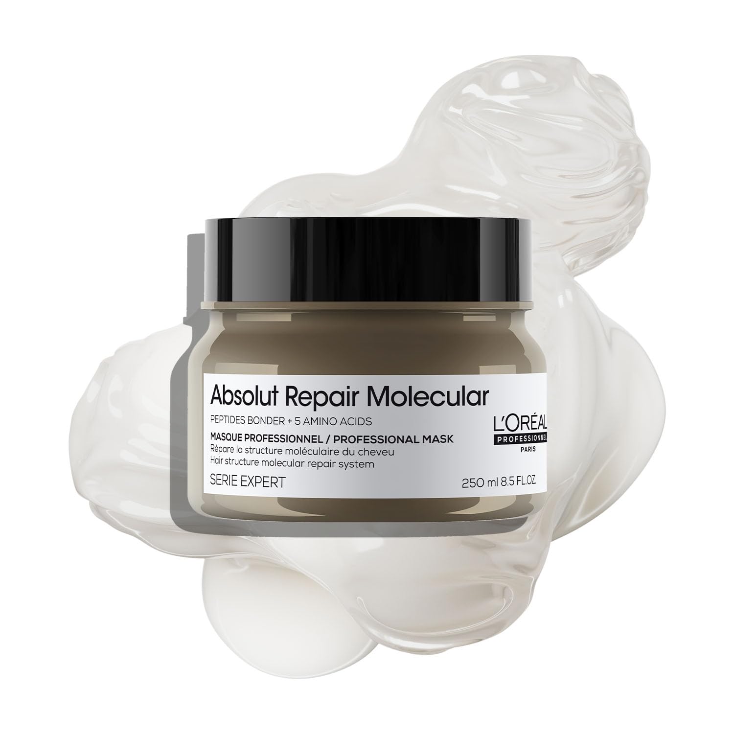L’Oréal Professionnel, Absolut Repair Molecular Professional Concentrated Rinse-off Mask, Repair Damage & Restore Strength, Extra Detangling & Suppleness, For All Damaged Hair Types,SERIE EXPERT