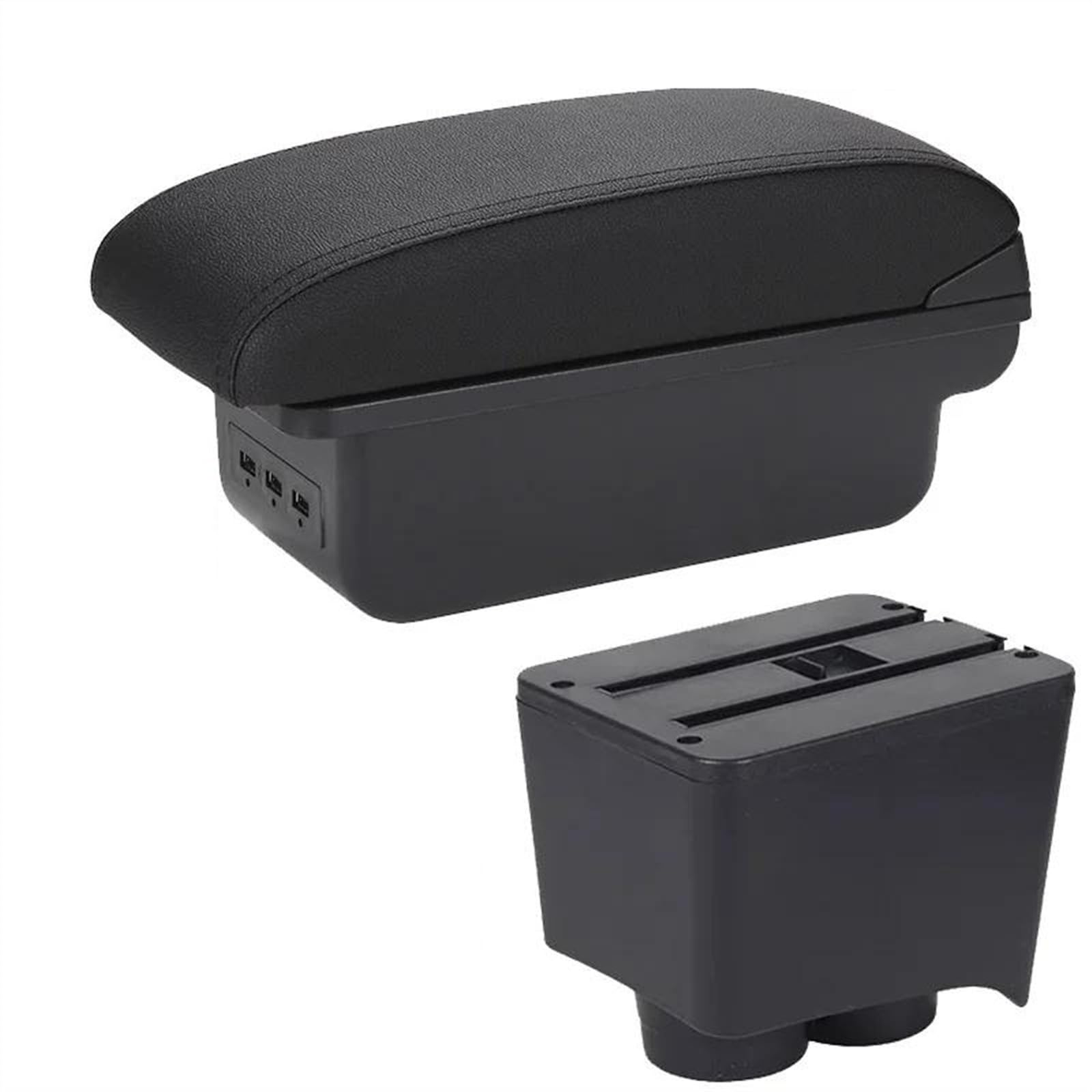NOHEEU Car Decorative Styling Center Console Multifunctional Storage Box For POLO Mk5 6R For Vento 2002-2009(B2 Black line 3USB)