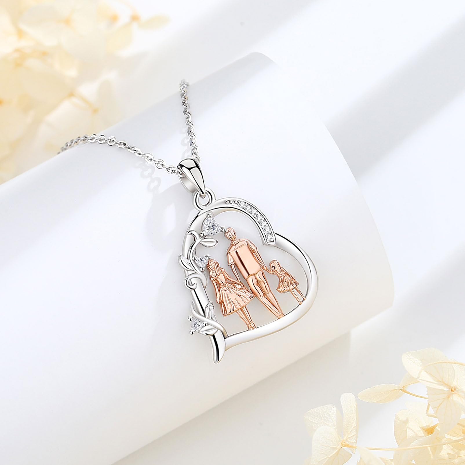 EUDORA Harmony Ball Collana Madre Bambina Argento Sterling 925 per Donna, Ciondolo Madre Figlia Doppio Cuore Gioielli Regalo Festa della Mamma per Mamma Moglie, Catena da 45 cm