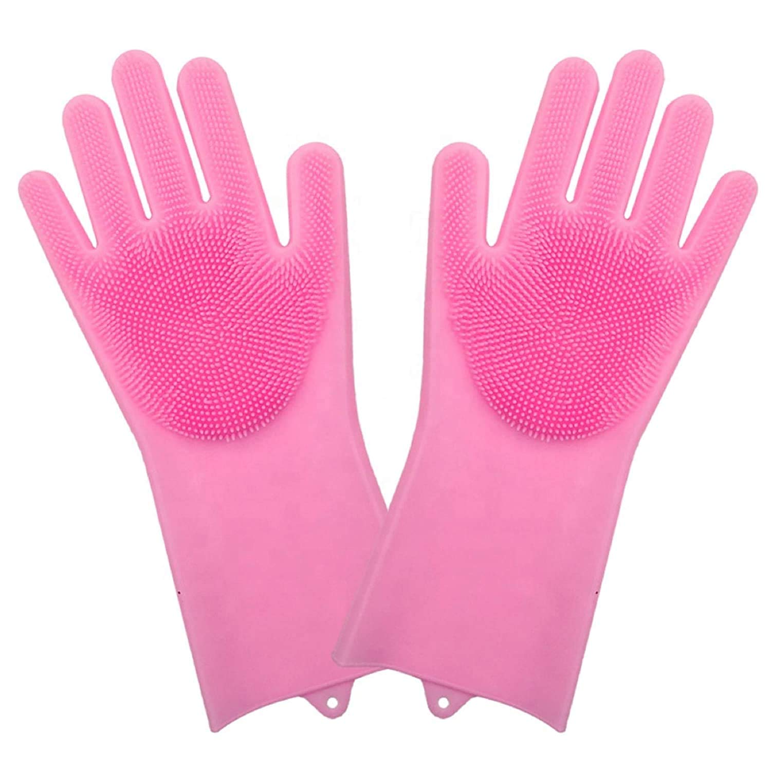 Bright Metal Silicone Magic Reusable Gloves For Dishwashing | Kitchen Cleaning | Utensil Scrubber | Car Washing | Bathroom Cleaner | Pet Grooming
