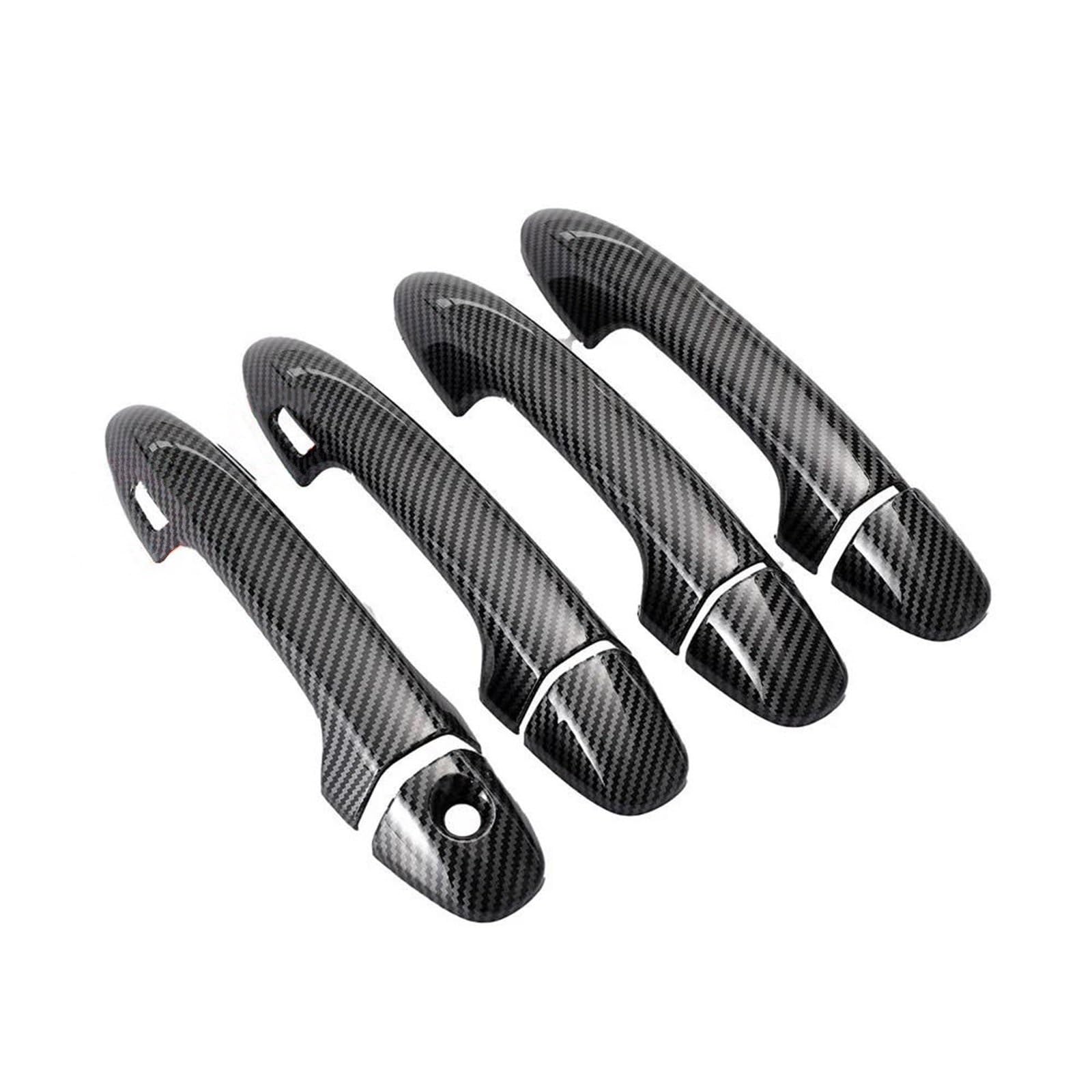 PIWINE Handle Sticker for Rav4 for Xa40 2014-2019 Carbon Fiber Chrome Car Door Handle Bowl Cover Decor Trim Sticker Styling Accessories(Carbon 2 sensors)