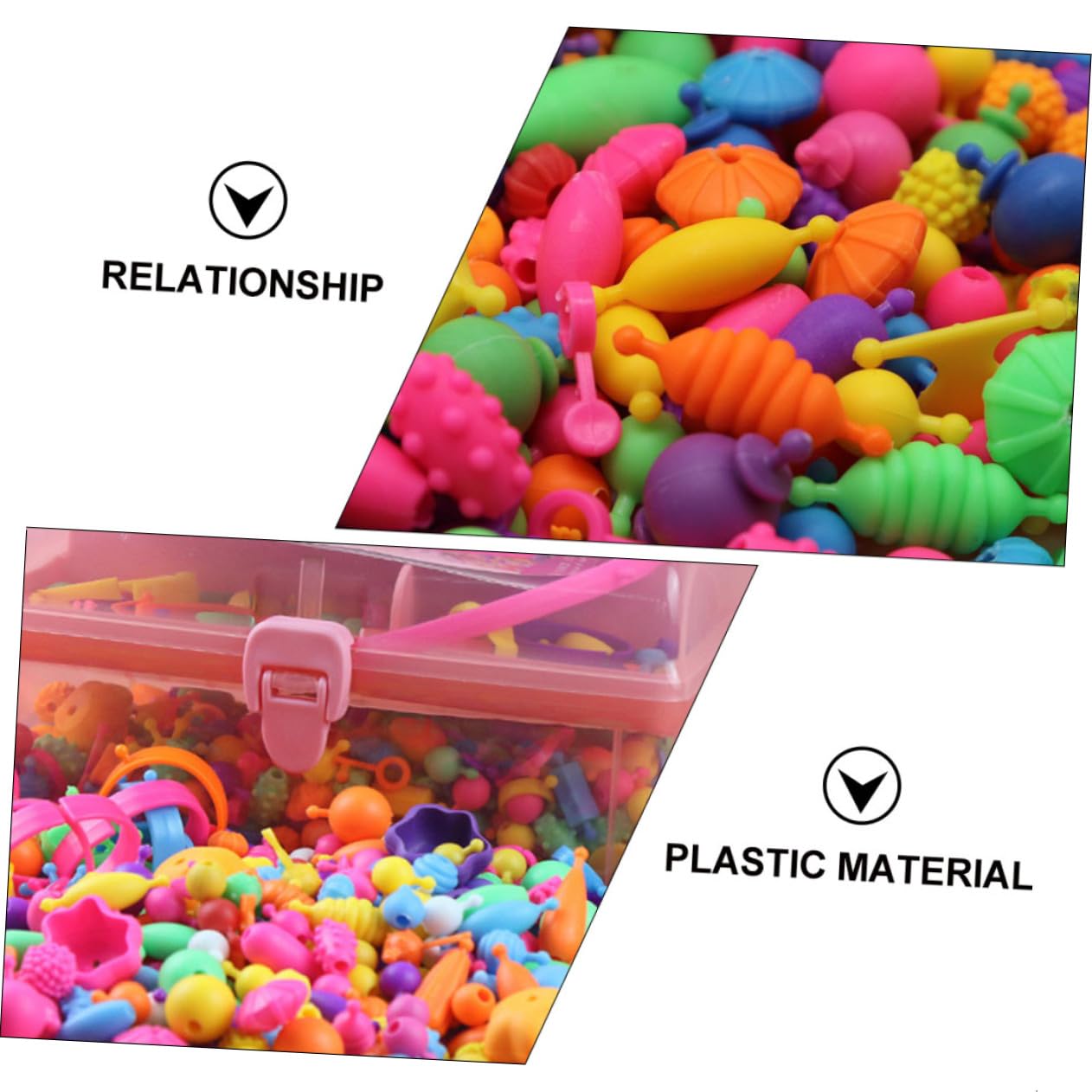 BESPORTBLE Juguete para Niños de Cuentas DIY 700 Piezas de Plástico, Incluye Caja de Almacenamiento y Álbum de Imágenes, Adecuado para Hacer Pulseras Creativas Color