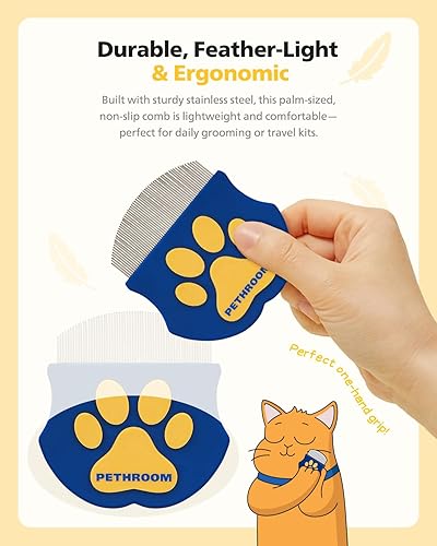 Miniatura 6 de PETHROOM peine profesional para mascotas Removedor de manchas de lágrimas de acero inoxidable para gatos y perros Herramienta de aseo suave de
