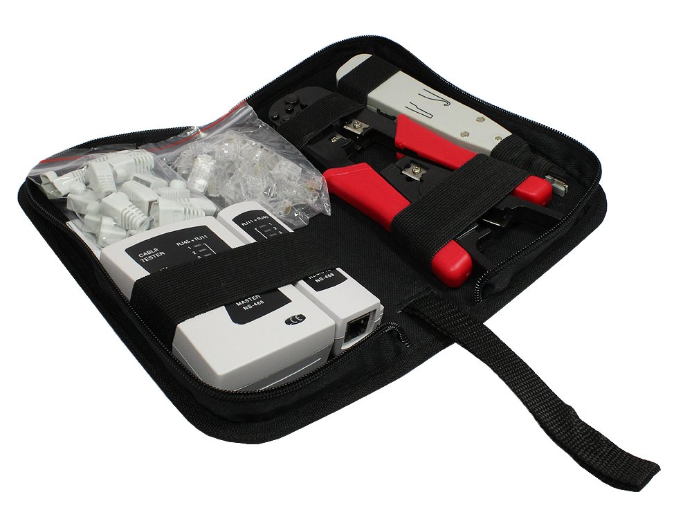 Good Connections Kit de Herramientas de Red Universal 6 en 1 – Comprobador de Cables | Crimpadora Modular RJ11 RJ12 RJ45 | Herramienta de colocación LSA | Herramienta Pelacables | Incluye 20 x RJ45