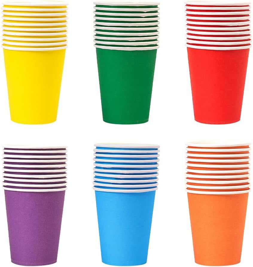 PIQIUQIU 6 colores al azar 60 vasos de Papel, 250 ml,